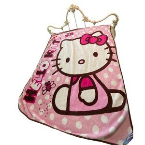 Hello Kitty Pink Polka Dots Fleece‎ Blanket By Sanrio